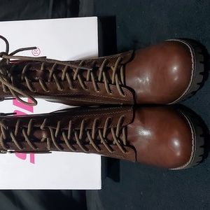 SODA Malia Brown Womens Heeled Combat Boots
